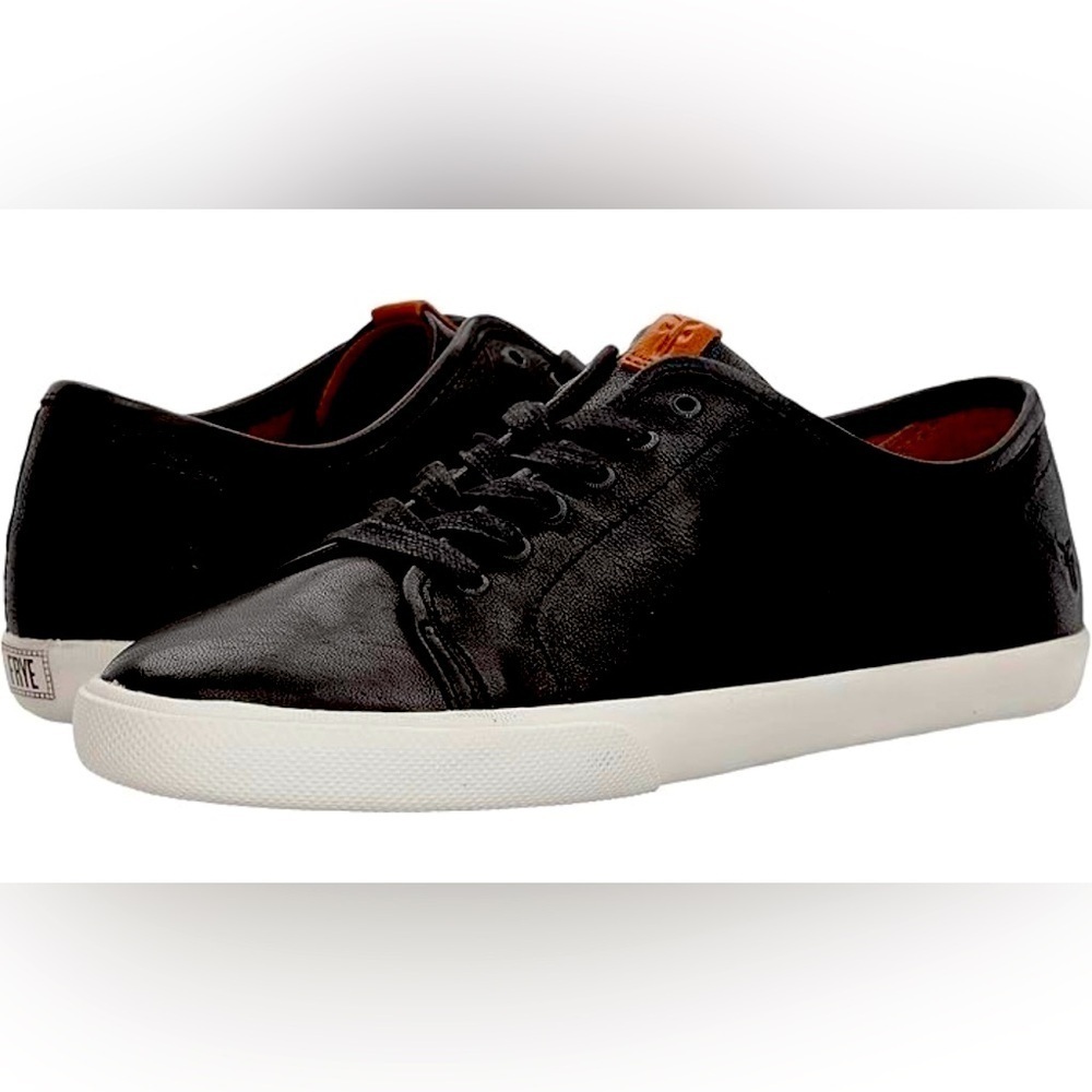 Frye Black Leather Sneakers with White Soles
